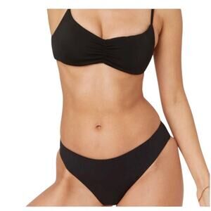 Andie NWT The Symi Sustainable High Leg Cut Low Rise Bikini Bottom Black XL